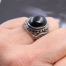 Vintage Navajo Punk Jewelry Stainless Steel Silver Turquoise Gemstone Rings for Men and Women