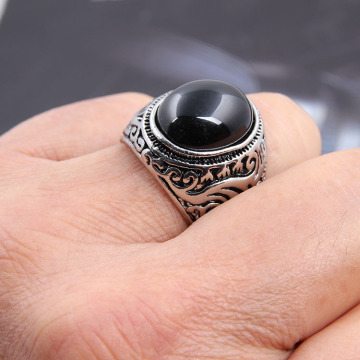 Vintage Navajo Punk Jewelry Stainless Steel Silver Turquoise Gemstone Rings for Men and Women