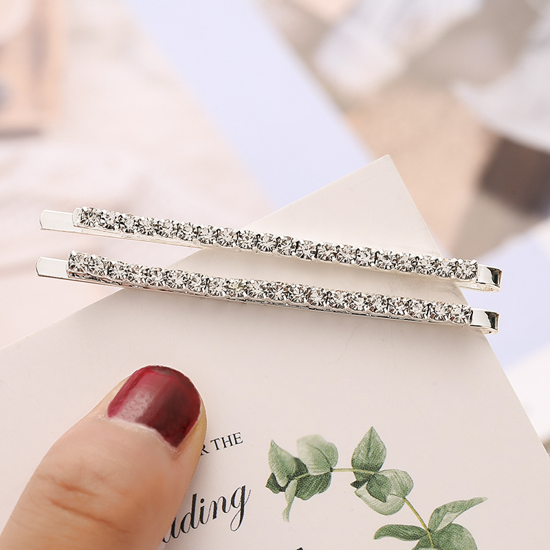 6.5cm single silver rhinestone bobby pin silver full crystal hair clip korean hair accessories for women