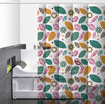 Waterproof Bathroom printed Shower Curtain with Window