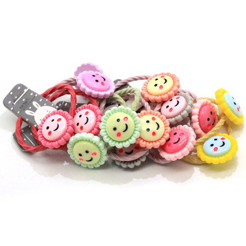 New Products Cute Hair Colorful Elastics Ponytail Holder Kawaii Smile Face Headband Hair Tie Band For Baby Toddler Girls