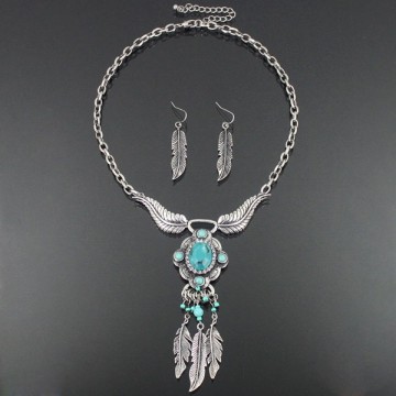 Feather Charms Fashion Necklace Set
