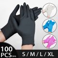Non sterilné čierne nitrilové rukavice na jedno použitie čierne