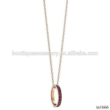 18K Gold Ruby Ring Pendant Necklace