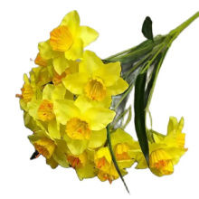 Silk Daffodil Artificial Flowers - 5 Stems Yellow Daffodilly with Green Leaves