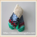 children knitted Chrismas tree pattern gloves with fleece lining