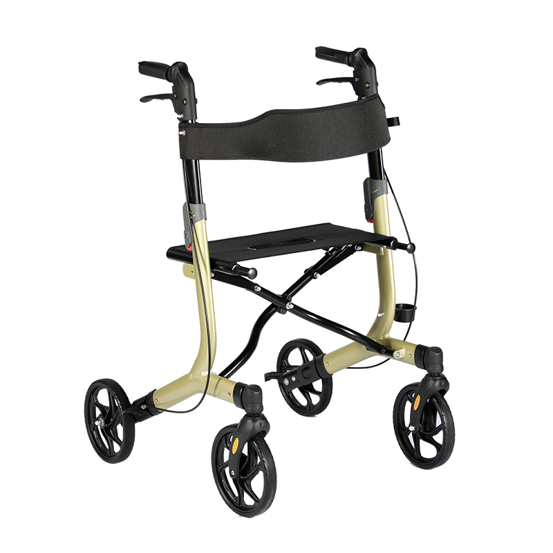 Hot Deluxe Aluminum Folding walker rollator shopping cart with padded seat for disabled