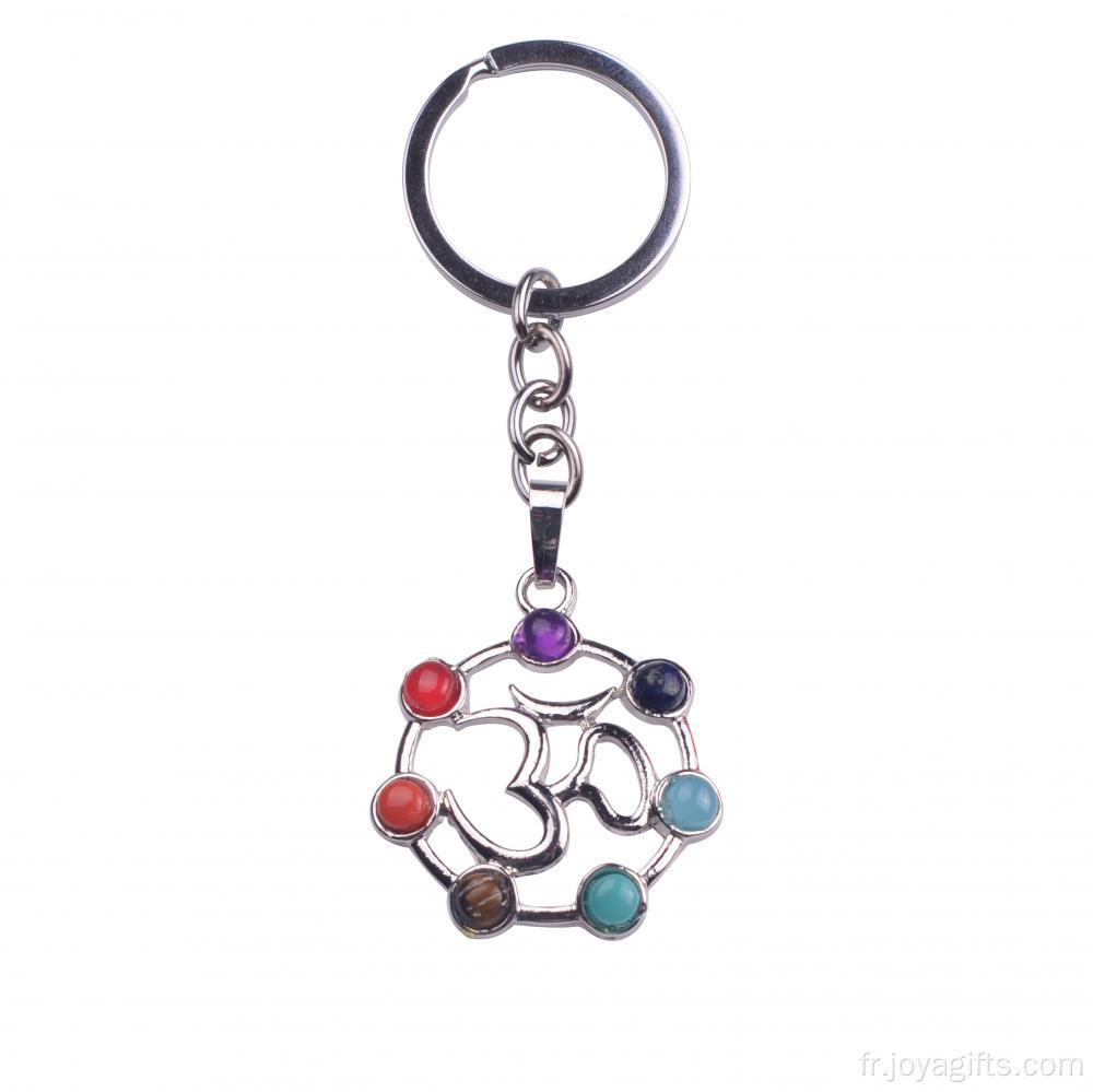 Cage pendentif couleur 7 Chakra pierres précieuses Yoga pendentif en argent en gros