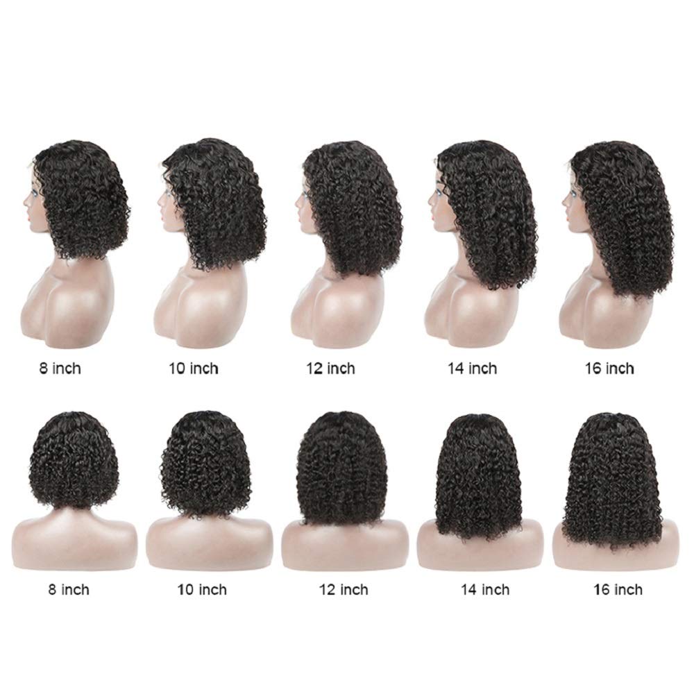 Short Brazilian Deep Curly  13x6 Lace Front Wigs Human Hair Bob 150% Density Glueless Lace Front Wigs Pre Plucked With Baby Hair