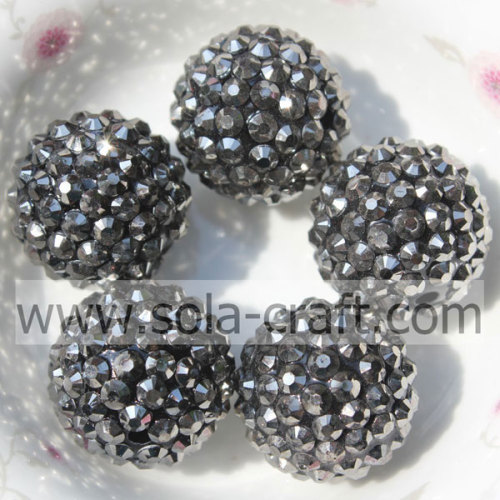 Factory Price Lead Black 20*22MM Solid Resin Rhinestone Ball Beads