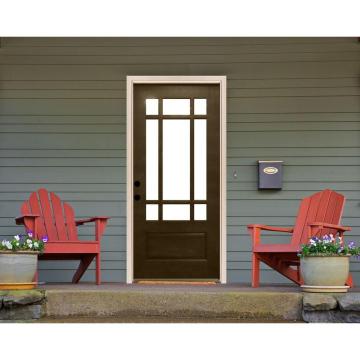 9 Lite Stained Mahogany Wood Prehung Front Door