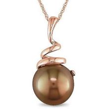 10k Rose Gold Brown Pearl Necklace,Gold Necklace,Fine Jewelry