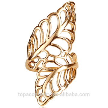 TR6930-31 Hollow Leaf Full Finger Rings For Women Double Leaves Punk Ruby Jewelry Zinc Alloy Bijoux ring