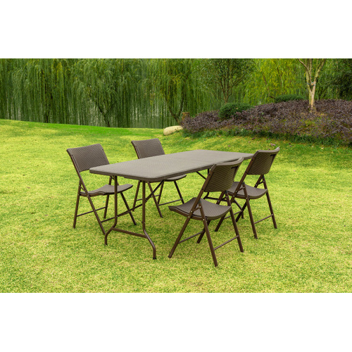 Kunststoff Bi-Klapptisch 183cm Länge Rattan Brown