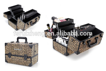 Professional carrying PVC leopard makeup leather case