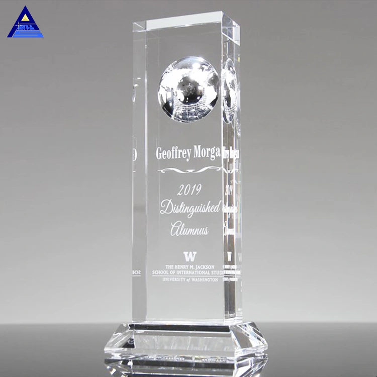 Crystal Trophy Golden Metal with Technology Globes Awards