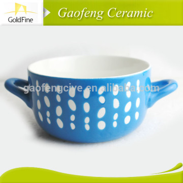 colorful two handles ceramic bowl