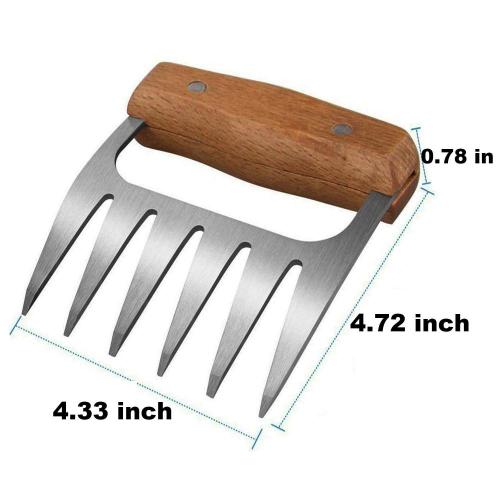 Stainless Steel Meat Forks Claws with Wooden Handle