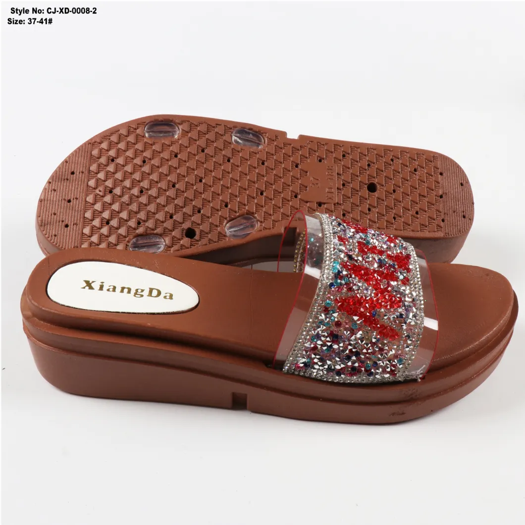 Superstarer Summer Factory Women Cheap Diamond PVC Slippers Ladies High Quality Beautiful Beaded Jewel Slider