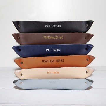 Personalized Valentine's Day Gift: Custom Leather Valet Tray for Desktop Organization
