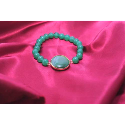 Green Aventurine Bracelet with Agate Pendant Piece Gemstone jewelry