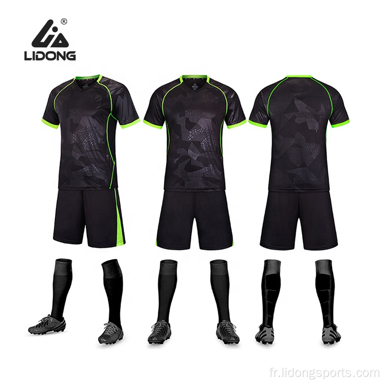 Pratiques de football noir Jersey Youth Soccer Uniforms sets