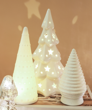 Porcelain Christmas Tree Tabletop Decor with LED Lights