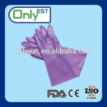 Cleanroom anti-dust dip flocklined long cuff latex household gloves