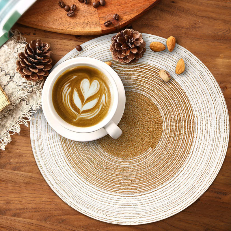 Hot Selling Modern Braided 4PCS Placemats Set Suitable for Holiday Parties,Family Gatherings and Daily Use Round Coffee Mats