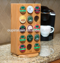 NEW Revolving Bamboo Coffee Pod storage Rectangular Bamboo Rotating 30 K-Cup Coffee capsules pot holder