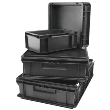 Black color antistatic plastic box container in stock