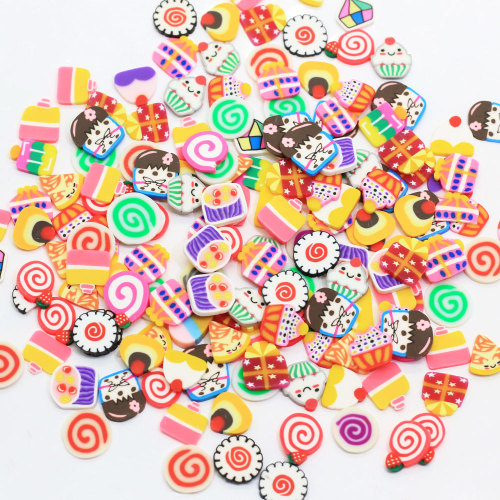 Rebanadas de postre de caramelo de dibujos animados coloridos de 10 MM, rebanadas de arcilla polimérica, relleno de limo de arcilla de barro para decoración de pasteles Diy Re-ment