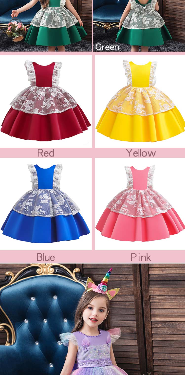 Girls Flower Vintage Floral Sleeveless Dress Kids Wedding Party Evening Formal Dresses Children Pageant Dance