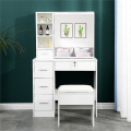 Wooden White Dressing Table with Sliding Mirror