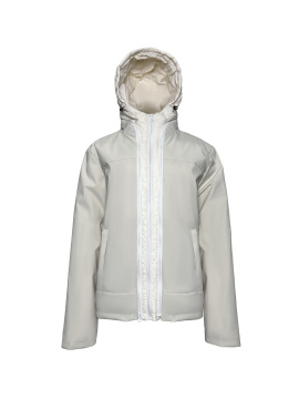 Light gray detachable hooded zipper down jacket