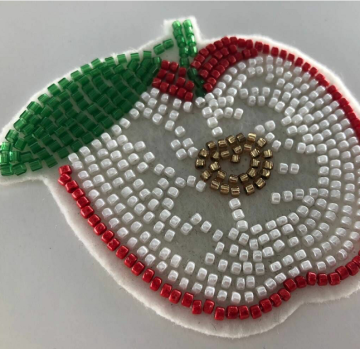 White Felt Beaded Apple Patch Designs Applique