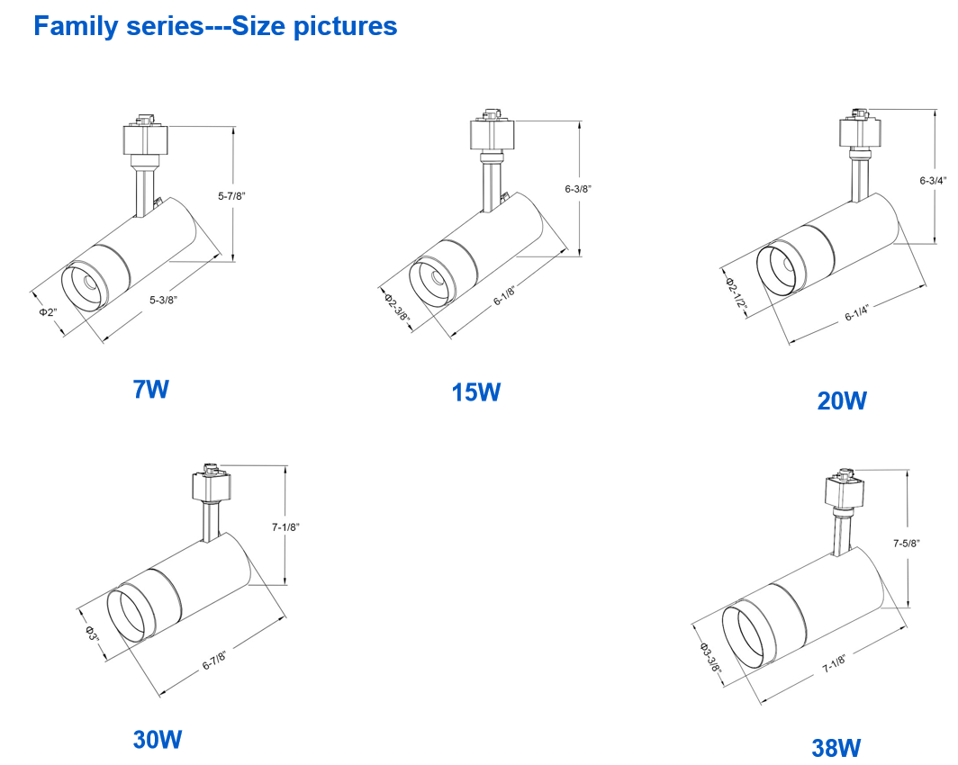 Daytonled Family Series ETL CETL Cert CRI90 CRI97 Triac Dim Local Dim H-type J-type L-type 7W 15W 20W 30W 38W Led Track Light
