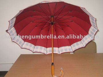 wood handle stick fiberglass umbrella