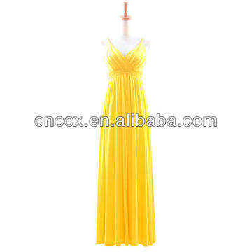 13CD1159 Women sexy maxi yellow dresses