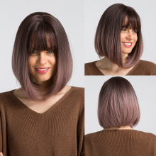 factory direct sale bob wig color 4, #4 color bob human hair wig with hair bang