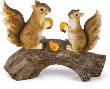 Squirrels on a Log Garden Decoration