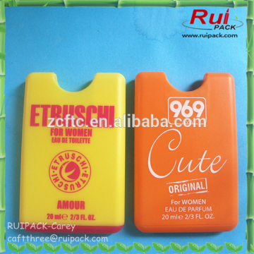 20ml printing plastic perfume card/plastic card shape perfume atomizer 20ml