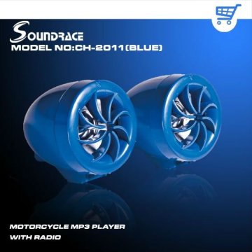Blue motorcycle mp3 player with speaker