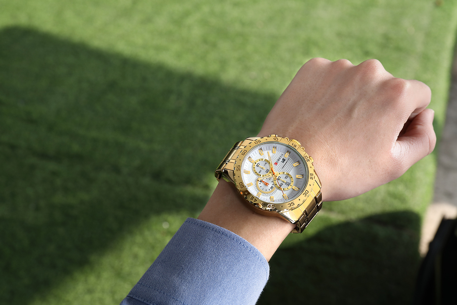 2020 Curren Mens Watch Gold Luxury Business Wristwatches Gold Chronograph Watch