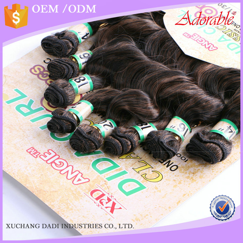 Adorable cheap premium fiber dida curly 8pcs hair weave,Angie mixed two tone color synthetic hair extensions for black