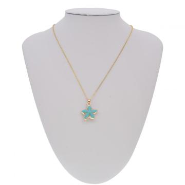 Wrapped Gold turquoise Howlite seastar pendant Necklace for women