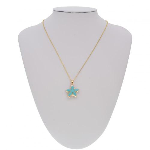 Wrapped Gold turquoise seastar pendant