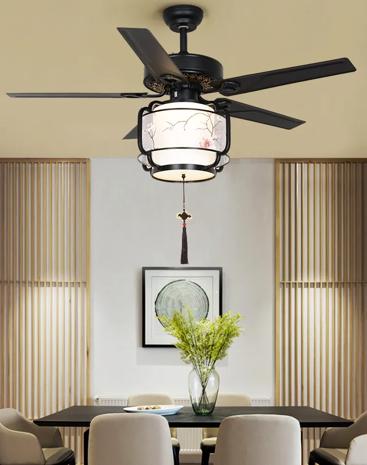 Vintage Chinese Ceiling Fan Lamp for Living and Dining Rooms