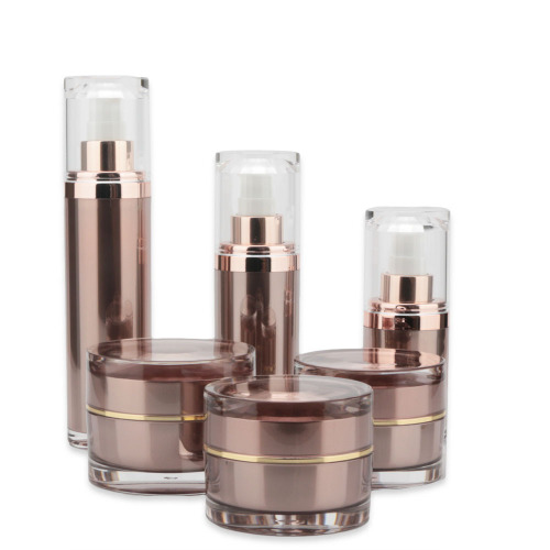 Acrylic brown straight round cosmetic bottles and jars