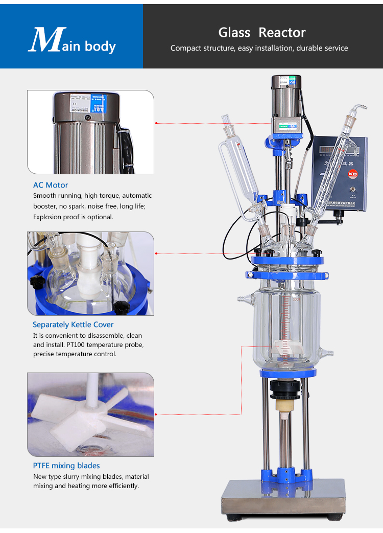 5L Laboratory Fermentation Jacketed Glass Reactor